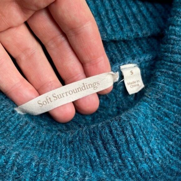 Soft Surroundings teal green Argyle knit oversized tunic sweater Women's size S - Picture 6 of 7